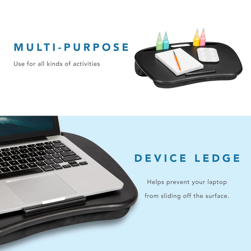 LAPGEAR MyDesk Lap Desk with Device Ledge and Phone Holder - Black - Fits up to 15.6 Inch Laptops - Style No. 44448 - Image 4